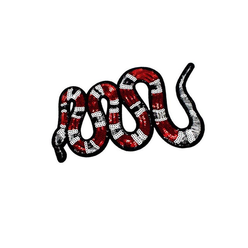 HMQD Sequin Snake Iron on Embroidery Applique Patches for Clothing Jean Jacket Decoration - Image 1